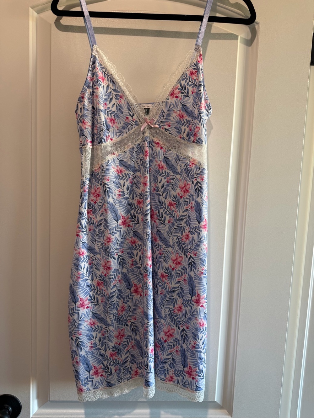 Laura Ashley Floral Lace-Trim Slip Dress - Blue & Pink